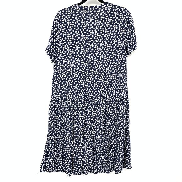BeachLunchLounge A-Line Short Sleeve Dress Womens Size Medium Blue White Floral - Picture 2 of 6
